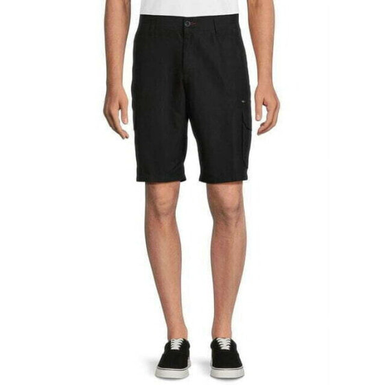 Burnside Cargo Shorts Men's Size 36 Black Polyester Mid Rise Microfiber 10"