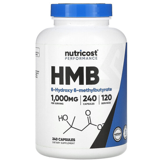 Капсулы Nutricost HMB B-Гидрокси-B-метилбутират 1000 мг, 240 шт.