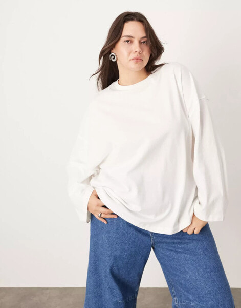 ASOS EDITION Curve oversized premium long sleeve t-shirt in white