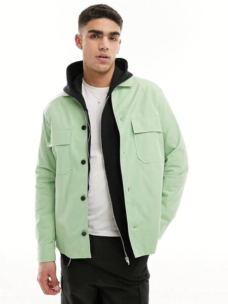 Calvin Klein cotton nylon overshirt in green