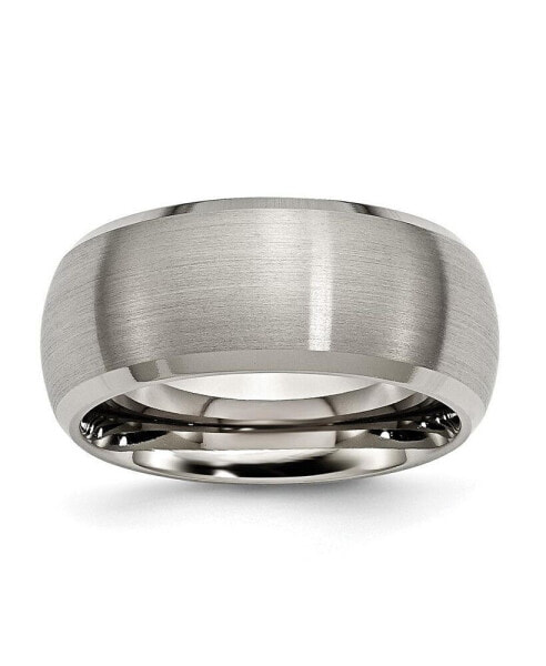 Titanium Satin and Polished Beveled Edge Wedding Band Ring