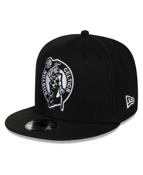 Men's Black Boston Celtics Chainstitch 9Fifty Snapback Hat