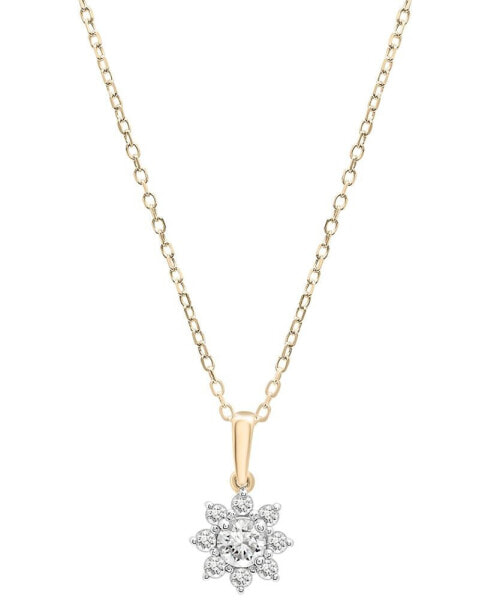 Diamond Star Flower Pendant Necklace (1/3 ct. t.w.) in 14k Gold, 15" + 3" extender