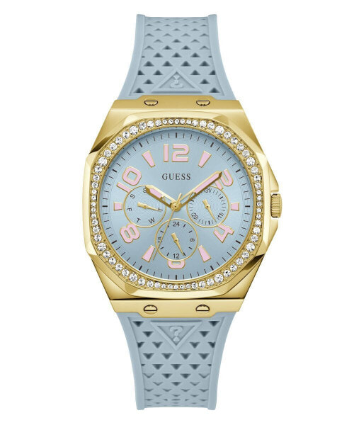 Guess Damen Armbanduhr ZEST Multifunktion hellblau, gold 39 mm GW0694L1
