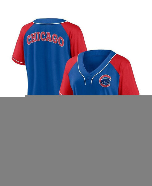 Women's Royal Chicago Cubs Ultimate Style Raglan V-Neck T-shirt