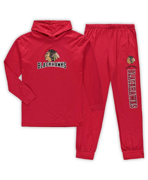 Men's Red Chicago Blackhawks Big and Tall Pullover Hoodie and Joggers Sleep Set