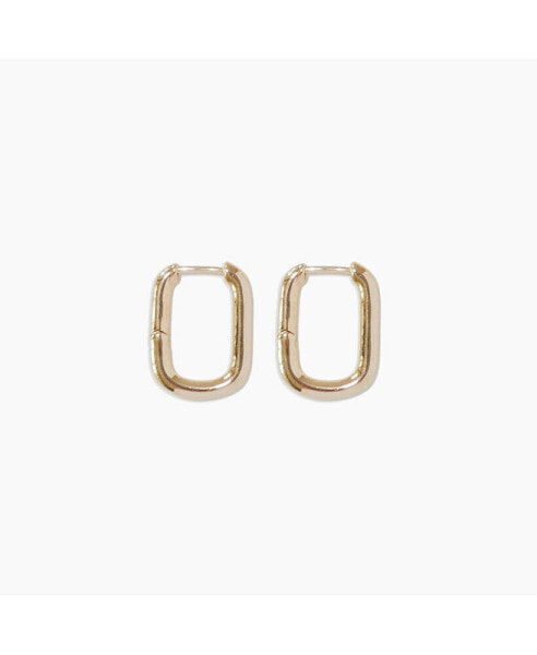 Link Bar Hoop Earrings Gold