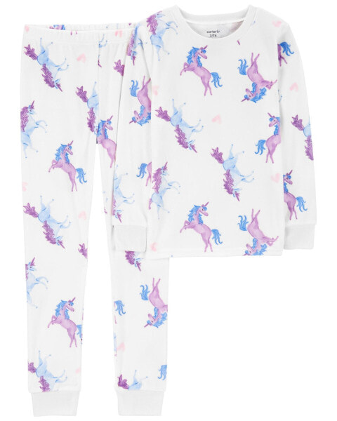 Kid 2-Piece Fuzzy Velboa Unicorn Pajamas 4