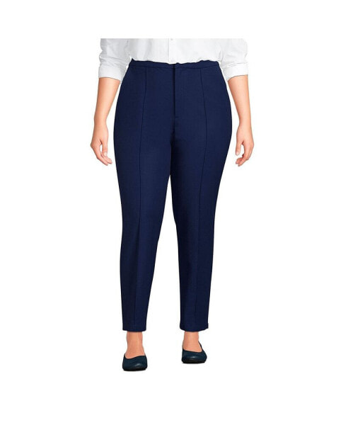 Plus Size High Rise Bi Stretch Pintuck Pencil Ankle Pants