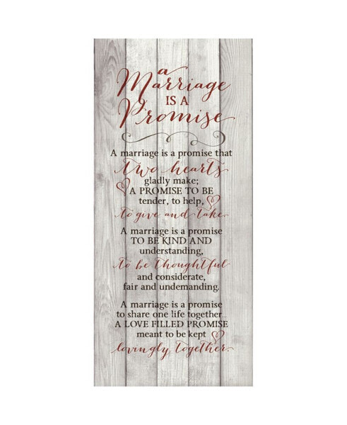 a Marriage is a Promise New Horizons Wood Plaque, 5.5" x 12"