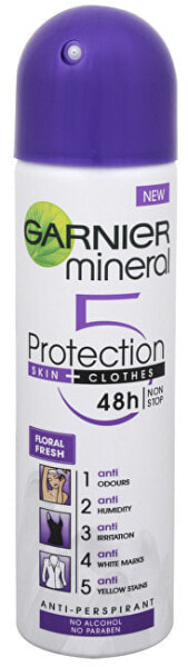 Mineral antiperspirant 5 Floral Fresh 48h Protection Spray for Women 150 ml