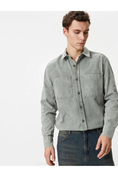 Рубашка Koton Long Sleeve   Classic Collar Pocket Detail