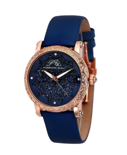 Women's Genevieve Topaz Satin Covered Leather Band Watch