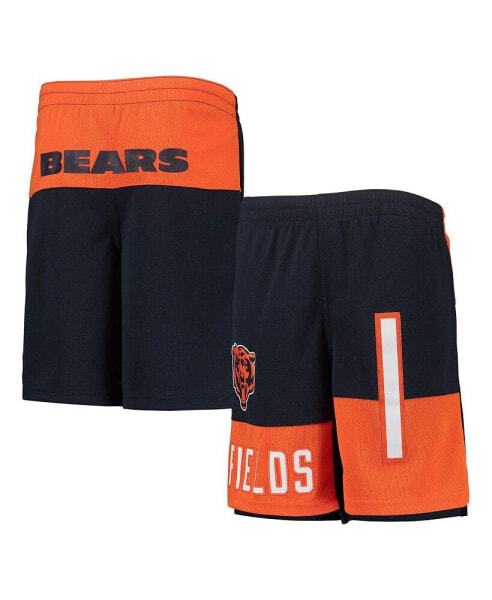 Синие детские шорты для мальчиков с именем и номером игрока Chicago Bears от OuterStuff.