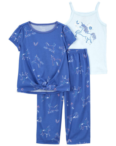 Toddler 3-Piece Unicorn Loose Fit Pajamas 2T