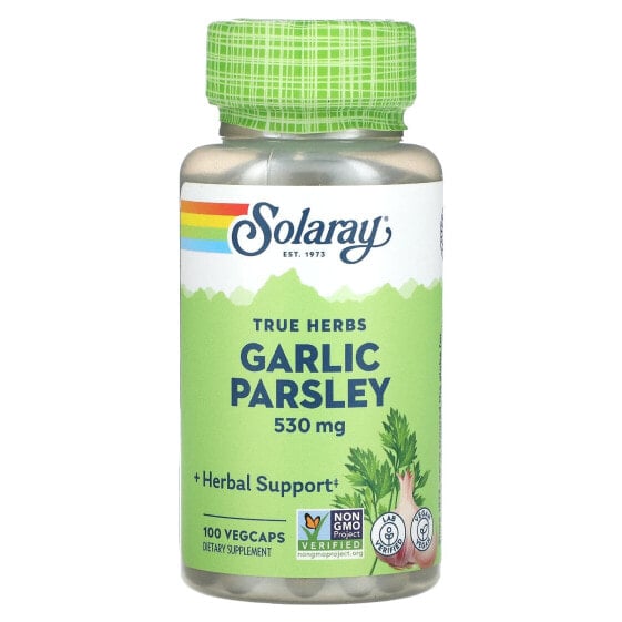 Solaray, True Herbs, чеснок и петрушка, 530 мг, 100 вегетарианских капсул