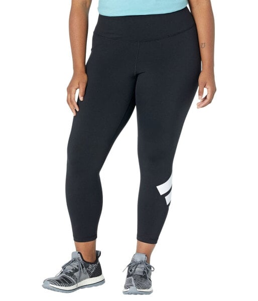 adidas 295770 Womens Plus Size Believe This 2.0 Logo 7/8 Tights, Black/White, 3X