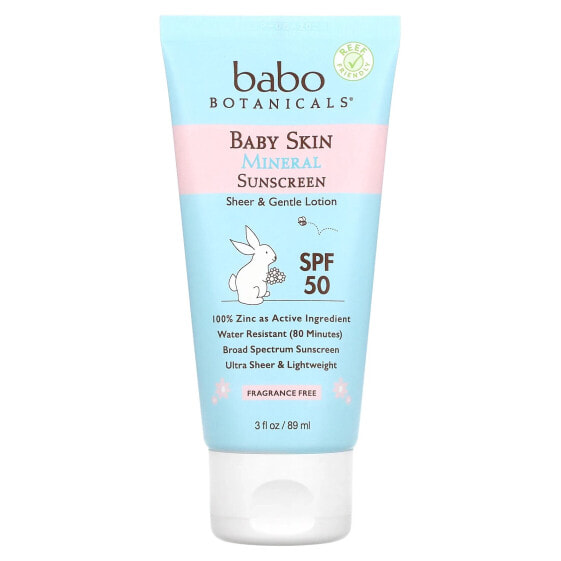 Sensitive Baby, Mineral Sunscreen Lotion, SPF 50, Fragrance Free, 3 fl oz (89 ml)