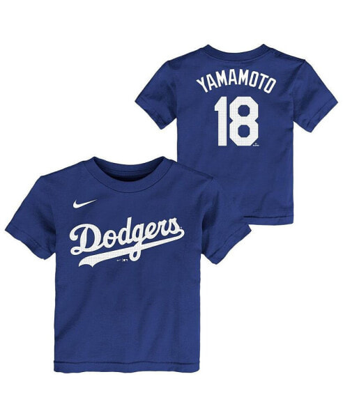 Big Boys and Girls Yoshinobu Yamamoto Royal Los Angeles Dodgers Name Number T-Shirt