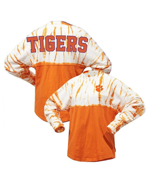 Футболка женская Spirit Jersey Clemson Tigers с длинным рукавом в стиле Tie-Dye, оранжевого цвета