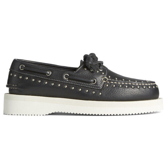 Sperry R M Studded Boat Womens Black Flats Casual STS87069