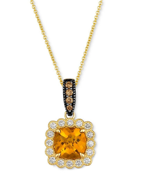 Le Vian cinnamon Citrine (1-7/8 ct. t.w.) & Diamond (1/2 ct. t.w.) Halo Pendant Necklace in 14k Gold, 18" + 2"