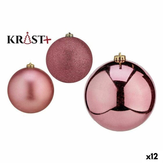 Set of Christmas balls Pink PVC 10 cm (12 Units)