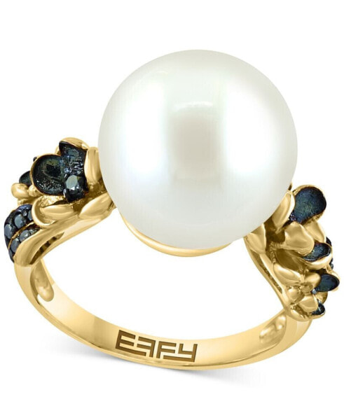 EFFY® Freshwater Pearl (13mm) & Black Diamond (1/10 ct. t.w.) Ring in 14k Gold