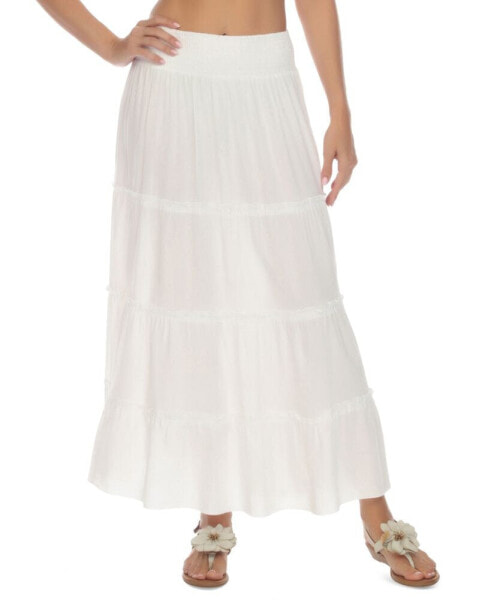 Women's Smocked-Waist Tiered Skirt Cover-Up