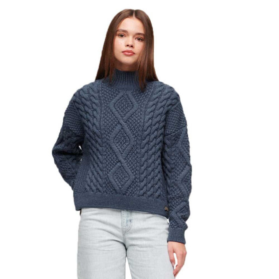 SUPERDRY Aran Cable Knit High Neck Sweater