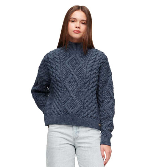 Свитер женский Superdry Aran Cable Knit High Neck в белом цвете