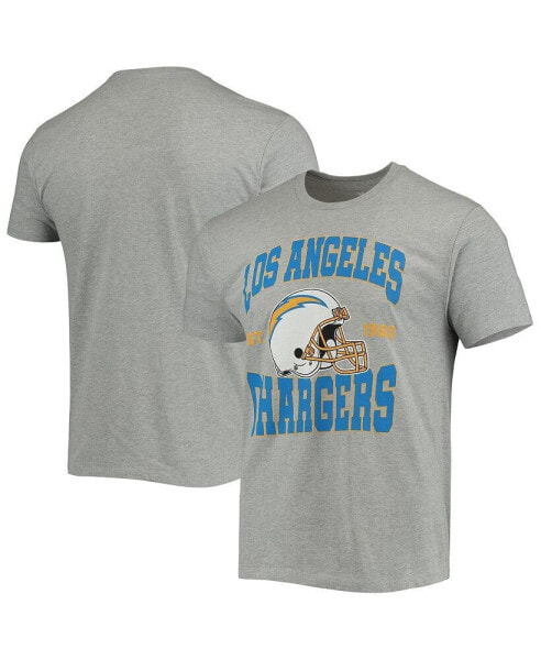 Men's Heathered Gray Los Angeles Chargers Helmet T-shirt