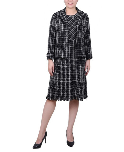 Petite Long Sleeve Tweed Jacket with Dress Set, 2 Piece