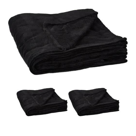 3 x Kuscheldecke groß schwarz