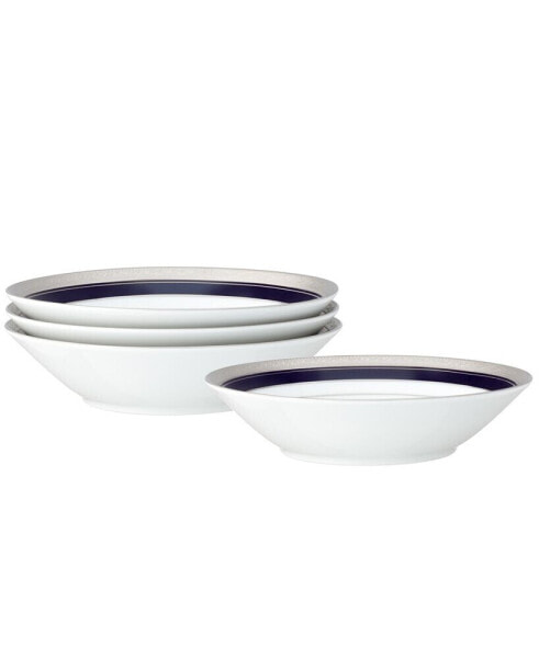 Crestwood Cobalt Platinum Set of 4 Soup Bowls, Service For 4