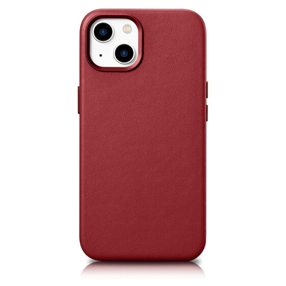 Чехол для смартфона ICARER для iPhone 14 Plus MagSafe Case Leather красный.