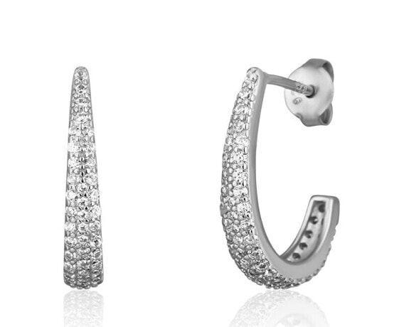 Silver hoop earrings with zircons SVLE1810XH2BI00