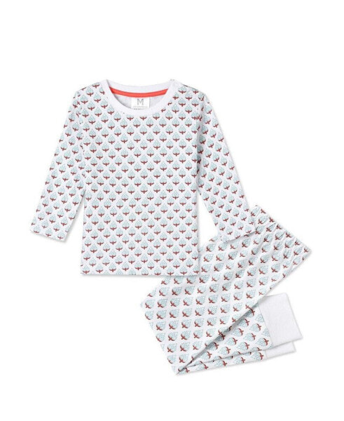 GOTS Certified Organic Cotton Knit 2 Piece Pajama Set For Child, Miami (Size 6Y), Girls