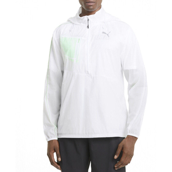 Puma Run Lite Woven FullZip Jacket Mens White Casual Athletic Outerwear 520221-0