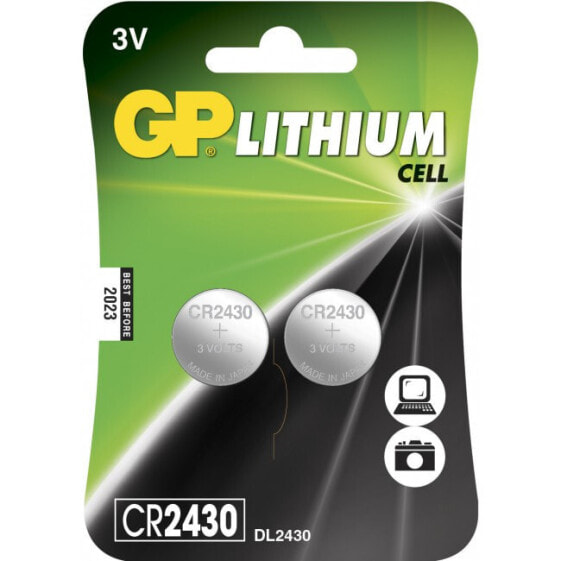 GP Battery GP Lithium BUTTON CELL CR2430 Blister with 2 batteries. 3V - Battery - CR2430