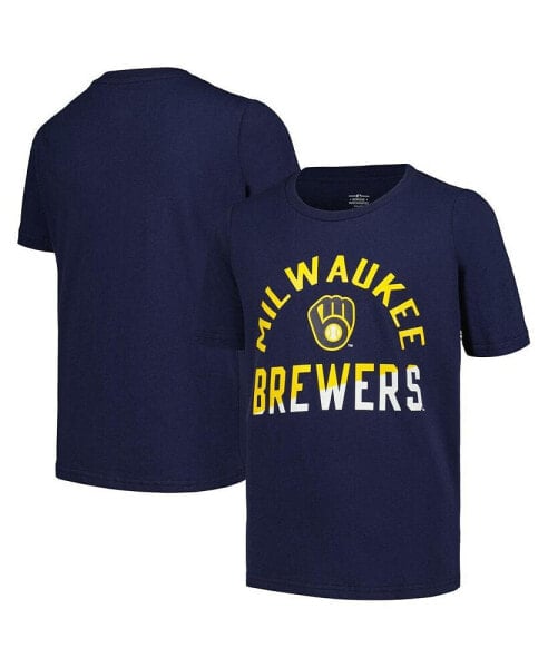 Big Boys Navy Milwaukee Brewers Halftime T-shirt