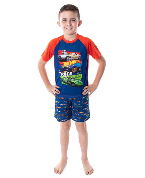 Boys Cars Pajamas Race Team T-Shirt and Shorts Pajama Set