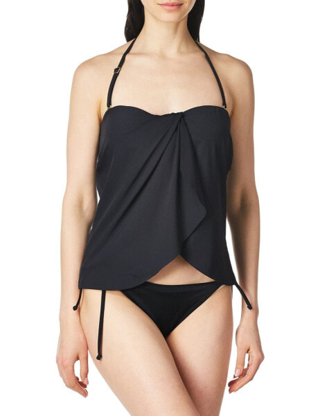 Vince Camuto Women's Standard Draped Bandini Top Swimwear Black, Size Large