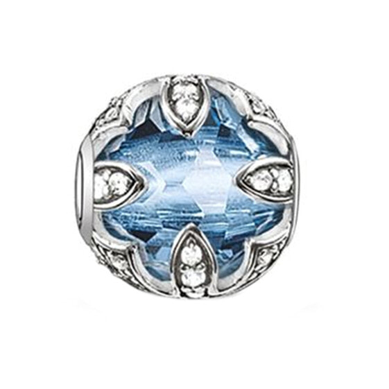 Thomas Sabo Damen Bead Charm-Einhänger Hellblauer Lotos 925 Silber silber/hellblau K0106-644-1