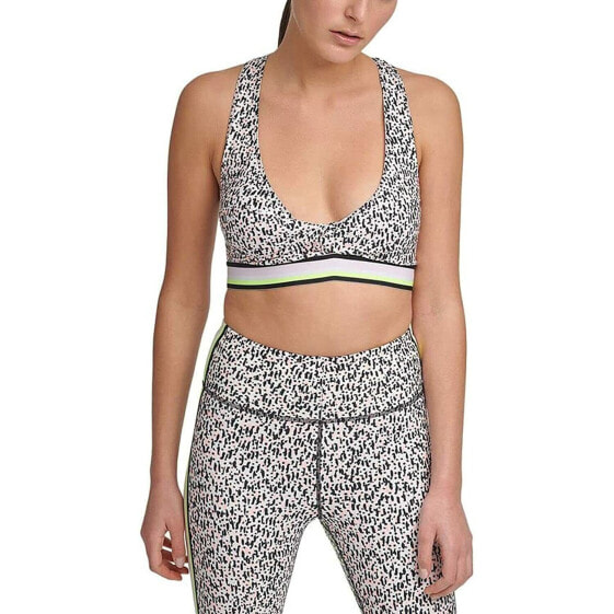 Спортивный топ DKNY Sport 275966 Printed Low-Impact Sports Bra Women's Size Large Multi colored