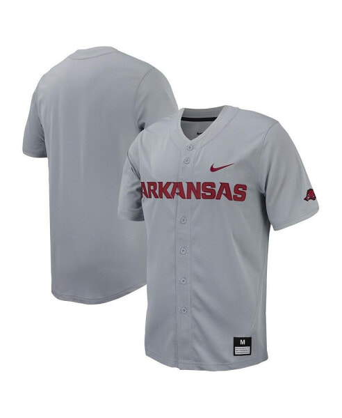 Men's Gray Arkansas Razorbacks Replica Full-Button Baseball Jersey