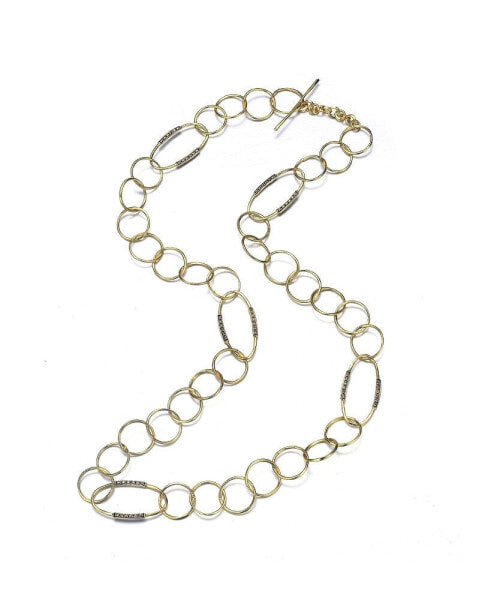 Sterling Silver 14K Gold Plated Round Trinkets Clear Cubic Zirconia Accent Necklace