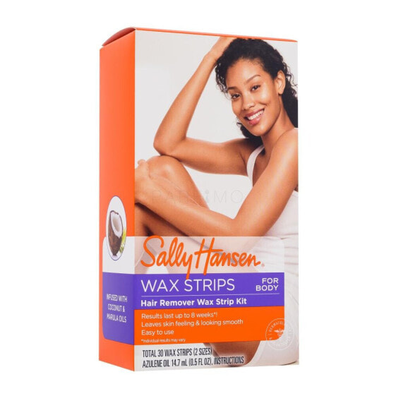 Sally Hansen Wax Hair Remover Wax Strip Kit For Body 30 St. depilationspräparat für Frauen Wachsstreifen 30 St. + Azulenöl 14,7 ml