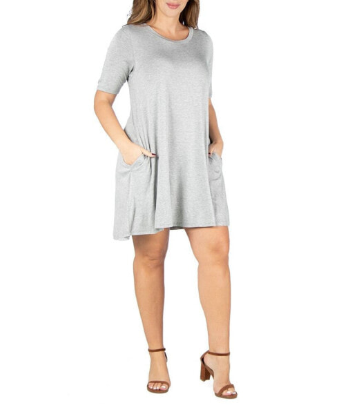 Plus Size Knee Length Pocket T-shirt Dress