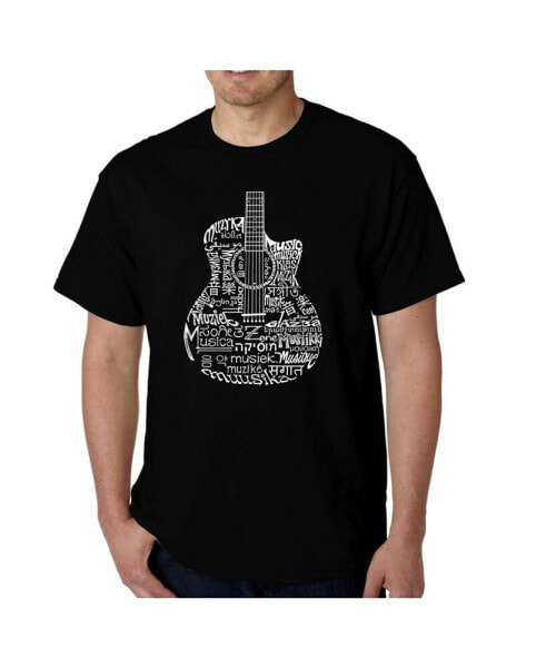 Men's Word Art - Languages Guitar T-Shirt